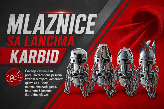 Mlaznice sa lancima karbid – Profesionalno rešenje za uklanjanje najtvrdokornijih naslaga u cevima